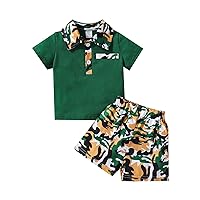Toddler Sweat Set Boy Toddler Boys Short Sleeve T Shirt Tops Camouflage Prints Shorts Kids Baby Boy (Green, 2-3 Years)