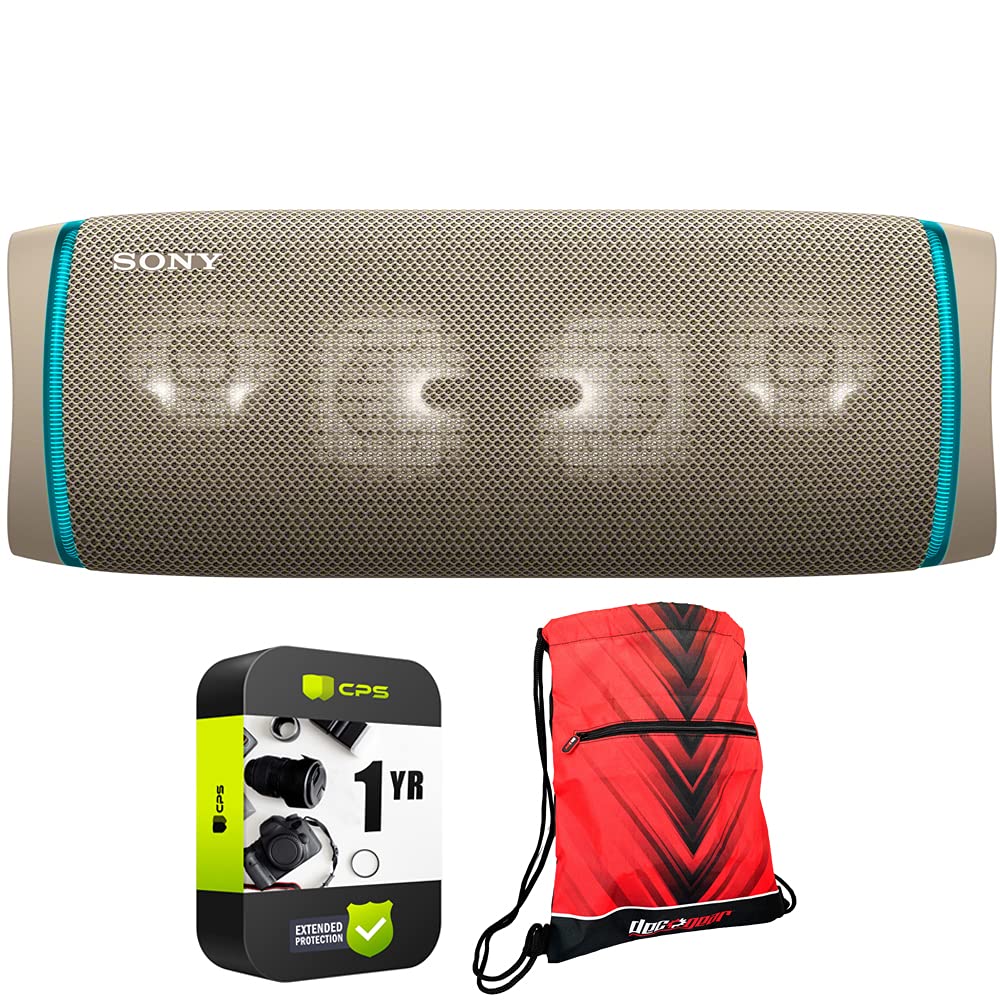Sony SRS-XB43 Extra BASS Portable Bluetooth Speaker (Taupe) Bundle with Deco Essential Drawstring Bag, Cinching Tote, Backpack + 1 YR CPS Enhanced ...