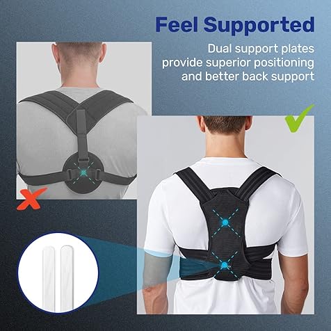 VOKKA Posture Corrector for Men and Women, Back Brace, Provides Pain Relief for Neck, Back, and Shoulders, Adjustable and Breathable, Posture Support, Improves Posture and Provides Back Support, l