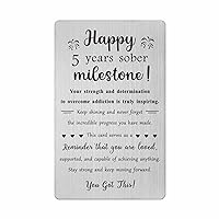 5 Year Sobriety Gifts - Recovery Card Gifts for Women Men - 5 Year Sober Gifts Sober Engraved Metal Card