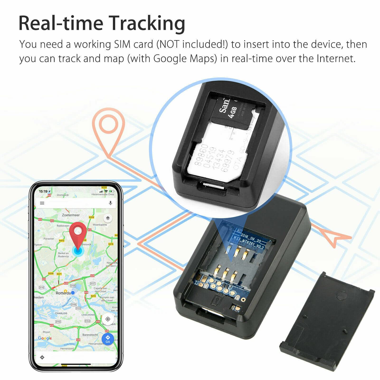 ZCMMF GF07 Magnetic Mini GPS Tracker Real-time Car Truck Person Locator GSM/GPRS Black