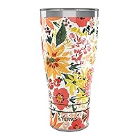 Tervis Traveler Sara Berrenson Retro Floral Triple Walled Insulated Tumbler Travel Cup Keeps Drinks Cold & Hot, 30oz, Stainless Steel