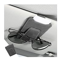 8sanlione Sunglasses Holder for Car Sun Visor, Magnetic Leather Glasses Hanger Clip, Eyeglass and Ticket Card Storage Mount, Auto Interior Accessories Universal for Vehicle SUV Truck (Gray)
