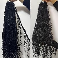 Boho Locs Brading Hair Crochet Boho Dreadlocks Hair Extensions Human Curls With Curly Ends Pre Looped Crochet Hair Human Hair 3 Locs(26 inch)