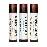 Kind Lips Lip Balm - Nourishing & Moisturizing Lip Care for Dry Lips Made from Shea Butter, Beeswax with Vitamin E |Variety Flavor | 0.15 Ounce (Pack of 3)