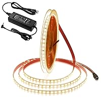 LED Strip Lights Warm White 3000K 32.8ft 1200 LEDs 2835 SMD 24V 120W 18000LM Ultra-Bright LED Flexible Rope Lights with 24V 6A Power Adapter for Kitchen Bedroom Under-Cabinet Hallways Stairs