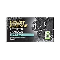 Desert Essence Soap Bar Activated Charcoal - 5 oz - Face & Body - Palm Oil - Detoxify & Moisturize Skin - Remove Excess Oil