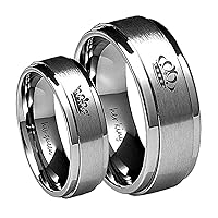 Her King His Queen Ring Silver Stainless Steel Wedding Bands Engagement Promise Rings
