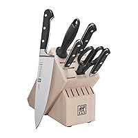 ZWILLING Professional S 7-Piece Razor-Sharp German Block Knife Set With Solid White Rubberwood Block, Made in Company-Owned German Factory with Special Formula Steel perfected for almost 300 Years