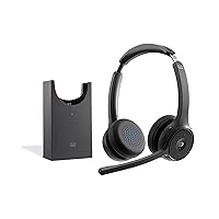 Cisco Headset 722, Wireless Dual On-Ear Bluetooth Headphones, Webex Button, USB-A HD Bluetooth Adapter, Soft Case, Charging Stand, Carbon Black, 1-Year Limited Liability Warranty (HS-WL-722-BUNAS-C)