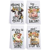 LEADO Kitchen Towel Sets of 4, Waffle Hand Towels - Funny Tea Towels, Dish Towels for Kitchen, Farmhouse Kitchen Decor - Housewarming Gifts New Home, Mothers Day, Birthday Gifts for Women, Mom