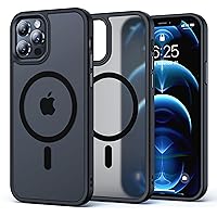 Strong Magnetic for iPhone 12 Pro Max Case, Military Grade Drop Protection, Compatible with MagSafe, Shockproof Translucent Matte Hard Back Soft Slim Phone Protective Cover 6.7