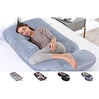yoyomax U-Shaped Pregnancy Pillows, Memory Foam Pregnancy Pillow Full Body Maternity Pillow with Removable Cover,57 Inch , Pregnancy Pillows for Sleeping-Lakeblue