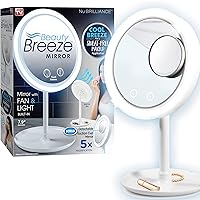 Beauty Breeze Mirror Lighted 5X Magnification Makeup Mirror Shaving Mirror with Built-in Fan by NuBrilliance-As Seen On TV