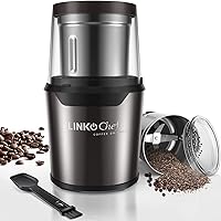 LINKchef Coffee Grinder Electric and Spice Grinder, Herb Grinder, Coffee Bean Grinder, Wet and Dry Grinder With 1 Removable Stainless Steel Bowl, Max 60g Capacity, 12 Cups Coffee, Black