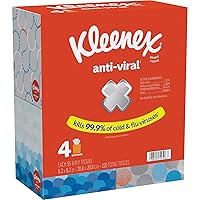 Kleenex Anti-Viral Facial Tissues, Classroom or Office Tissue, 4 Cube Boxes, 55 Tissues per Box, 3-Ply (220 Total Tissues)