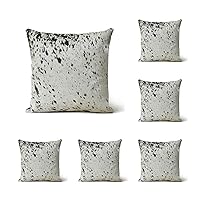 Real Leather Decorative Cowhide Pillow Cover with Black Spots, 18x18 inches Square, Set of (6)