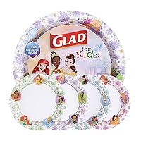 for Kids Disney Princess 8.5” Paper Plates | Disney Princess Paper Plates, Kids Snack Plates | Kid-Friendly Paper Plates for Everyday Use, 8.5” Paper Plates 40 Ct, Floral Frames