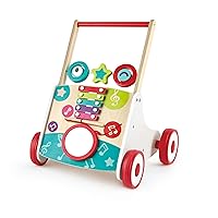 Hape Wooden Push and Pull Music Learning Walker| Multiple Activities Center for Toddlers Ages 10 Months and Up