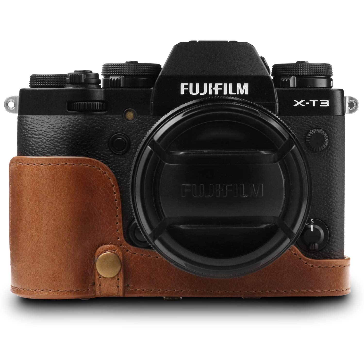 MegaGear Ever Ready Genuine Leather Camera Case Compatible with Fujifilm X-T3 (XF23mm - XF56mm & 18-55mm Lens)