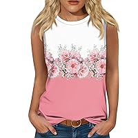 Tank Tops for Women Vintage Floral Prints Sleeveless Tank Tops Summer O Neck Tie Dye Printed Workout Tank Cami