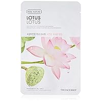 Real Nature Face Mask | Hydrating & Purifying Sheet Mask That Leaves Skin Feeling Fresh | K Beauty Facial Skincare For Oily & Dry Skin | Lotus, K-Beauty