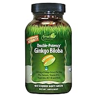 Double-Potency Ginkgo Biloba 240mg Extra Strength Brain Health Supplement - Enhance Memory, Mental Focus, Alertness, Concentration & Herbal Energy Booster - 60 Liquid Softgels