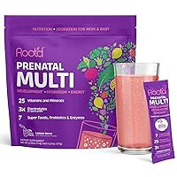 Prenatal Multivitamin Powder - 25 Vitamins & Minerals with 3X Electrolytes, Folate, Iron, D3 for Mom & Baby, 7 Superfoods & Probiotics, Sugar-Free Vitamins & Hydration | 24 Packets