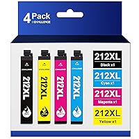 212 212xl Ink Cartridges Remanufactured Ink high Capacity Black & Color Combo 212xl 4 Packs for Epson Printer Expression Home XP-4100 XP-4105 Workforce WF-2830 WF-2850 （Black, Cyan, Magenta, Yellow