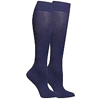 NuVein 15-20 mmHg Travel Compression Socks for Women & Men to Reduce Swelling, Knee High, Closed Toe, Navy, X-Large