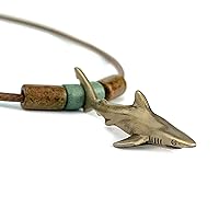 Shark Necklace for Men and Women Bronze- Antique Bronze Reef Shark Necklace for Women, Antique Bronze Reef Shark Necklace, Shark Jewelry, Shark Charm Pendant, Scuba Diving Jewelry