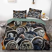 Horror Movie Theme Bedding Set, Movie Character Character Style Printed Bedding 3 Piece Set (15,Twin 68x86in + 20x30in), Aibt1