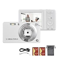 Digital Camera,2.7-inch TFT Portable Digital Camera 56MP 4K Ultra HD 20X Zoom Auto Focus Self-Timer Face Detection Anti-Shaking with 2pcs Batteries Hand Strap Great Gift for for Teens