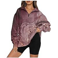 Quarter Zip Up Pullover For Women Warm Casual V Neck Sweatshirt For Women Loose Fit Women'S Stylish Hoodies & Sweatshirts