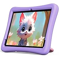 2024 Upgraded Kids Tablet, 10 Inch Android 13 Tablet for Kids with Case EVA Shockproof, Octa-Core, 4GB+64GB, WiFi, Toddler Tablets Google Kids Space, Parental Control, YouTube(Purple)