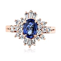 Kobelli Blue Sapphire and Diamond Oval Ballerina Engagement Ring 14k Gold