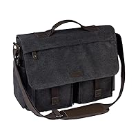 Men Women Messenger Bag Vintage Water Resistant Waxed Canvas 17'' Laptop Briefcase Padded Shoulder Bag