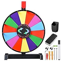 12 Inch Heavy Duty Spinning Prize Wheel - 10 Slots Color Tabletop Roulette  Spinner of Fortune Spin The with Dry Erase Marker and Eraser Win Game for