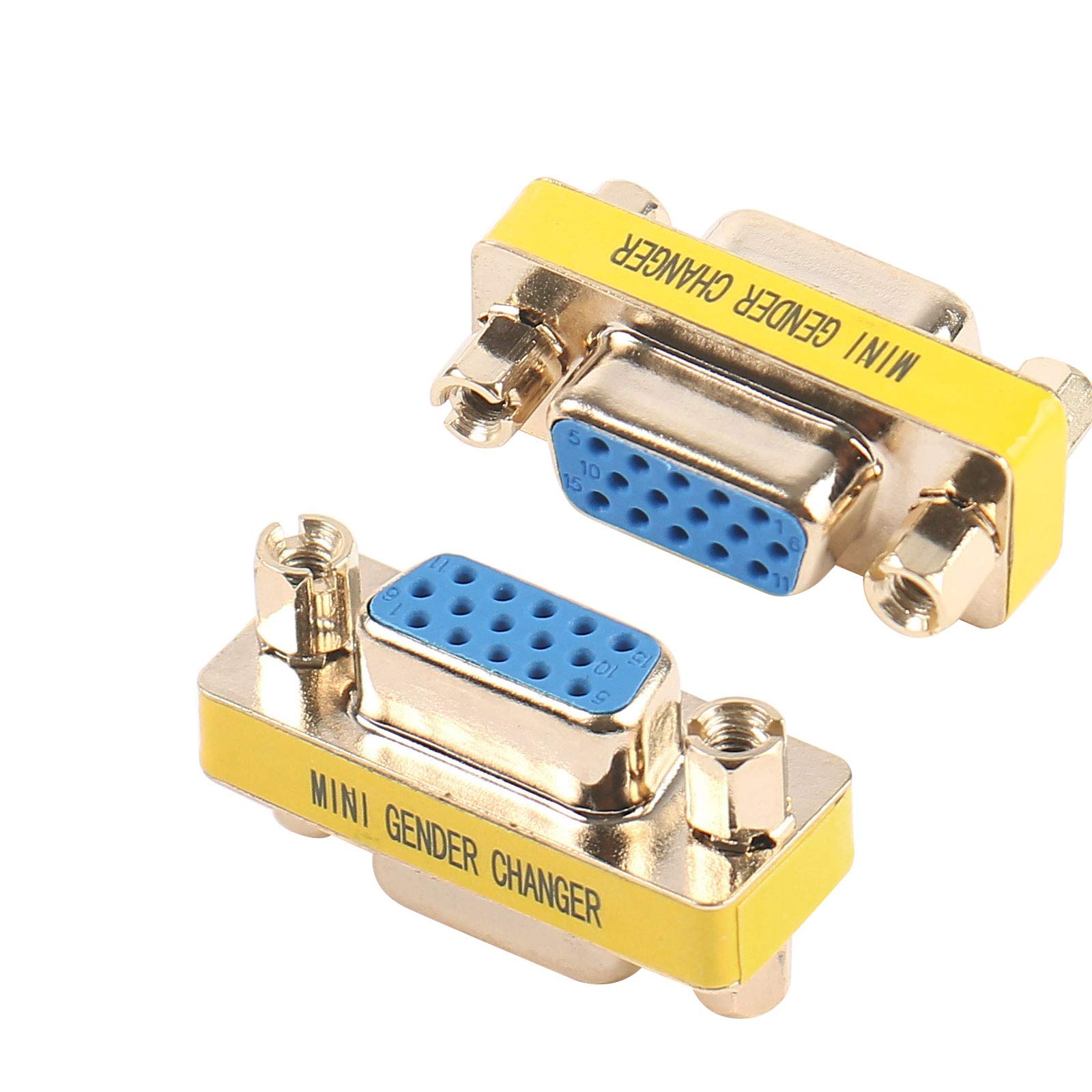 BENFEI VGA Coupler, 2-Pack VGA/SVGA Adapter HD15 Female to Female Gender with Gold-Plated Cord