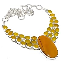 Mookaite, Yellow Sapphire Gemstone 925 Sterling Silver Necklace 18