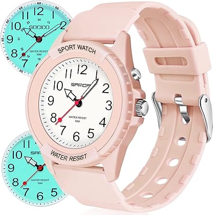 SOCICO Teen Watches for Boys Girls, Waterproof Analog Watch with Night Light, Easy to Read and Soft Band for Teenagers Aged 12-18 Birthday Gift