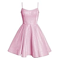 Women's Strap Prom Dress Glittery Satin Dress Short Wlte03