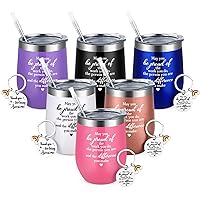 Lifecapido Thank You Gifts, 6 Pack May You Be Proud Insulated Wine Tumblers with Keychain, Appreciation Gifts Inspirational Gifts for Coworker Employee Nurse Teacher Volunteer (12oz, Multicolor)