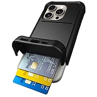 Scooch iPhone 15 Pro Case with Card Holder, Wingmate for iPhone 15 Pro Wallet Case with Hidden Card Slot and RFID Protection, Holds up to 4 Cards, Military Drop Protection, Black