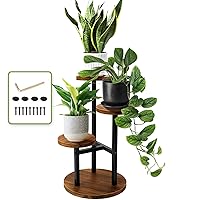 3 Tier Plant Stand, Tall Metal Wood Shelf Holder for Indoor, Outdoor Display Rack Flower Pot Stand for Corner Living Room Balcony Garden Patio