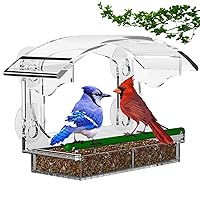 Window Bird Feeder with 4 Extra Strong Suction Cups, Large Outdoor Bird House for Cardinals Bluebird Chickadees etc