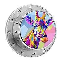 Giraffe Funny African Animal 60 Minute Timer Stainless Steel Wind Up Magnetic Timer Time Management for Cooking Kitchen