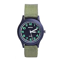 Kids Luminous Military Nylon Wrist Watch Boys Girls 30M Waterproof Analog Quartz Watch with Adjustable Nylon Strap