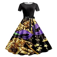 Summer Maxi Dresses for Women 2024 Vacation,Women Print Short Sleeve 1950s Evening Party Prom Dress Long Plus S