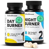 Day & Night Burner Supplements, Pills for Women/Men with Inulin, L-carnitine, Coenzyme Q 10, Grain of Paradise and More, Colon Broom 60 Vegan Capsules Per Container